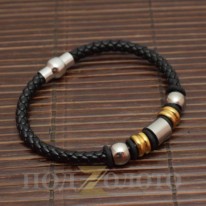 Кожаный браслет с бусинами SteelNov ST51225